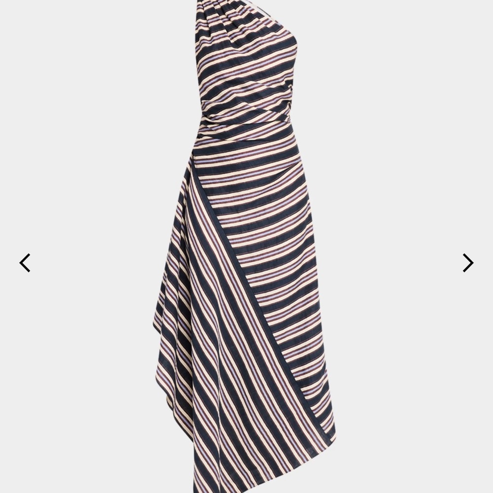 A.L.C. Lyn Stripe One-Shoulder Midi Dress